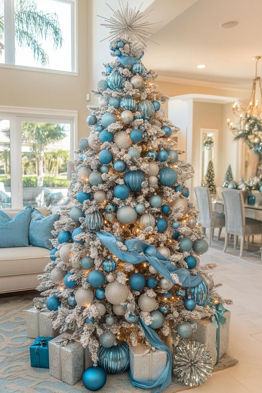 14. Blue & Silver Living Room Decor-2