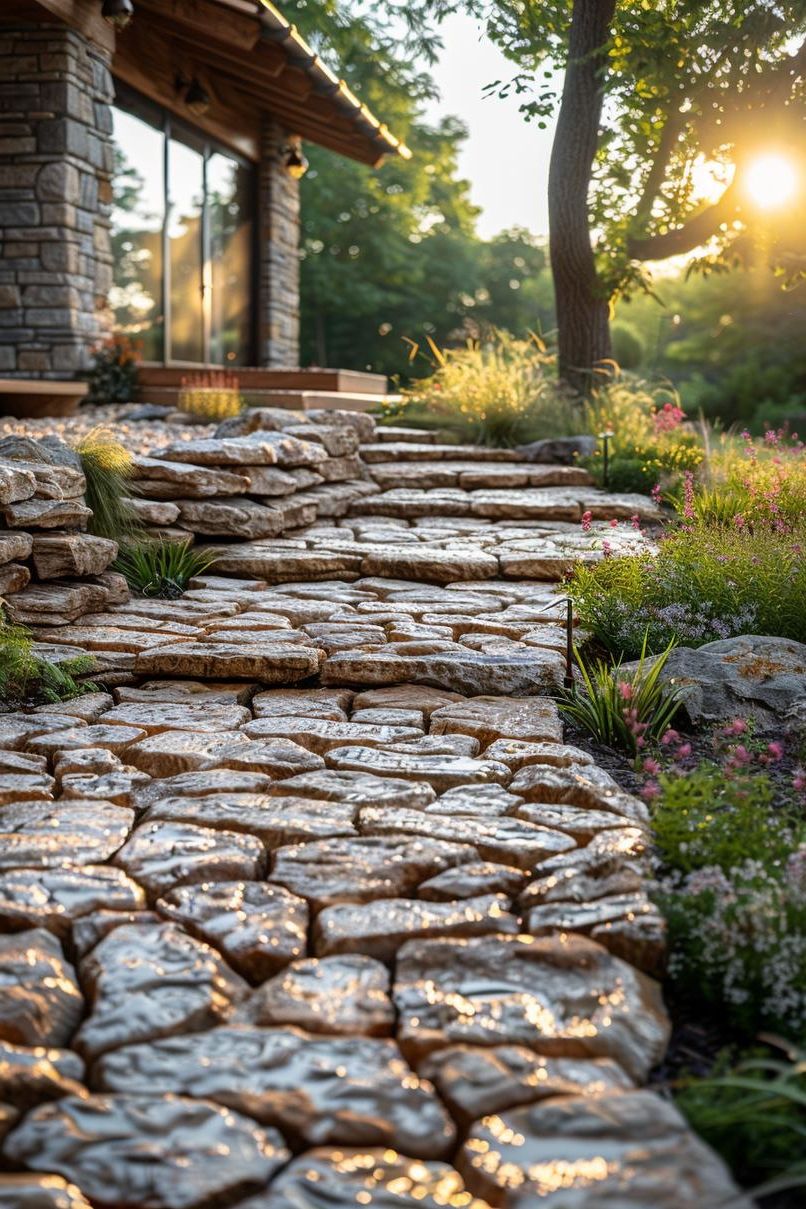 23 Gorgeous Paver Patio Ideas You Must See 29 10. Rustic Stone Paver Patio Ideas-1