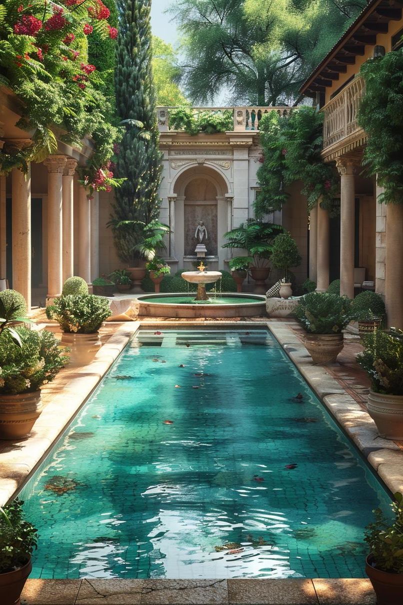 21 Stunning Small Pool Design Ideas For Tiny Backyards 34 13. Elegant Roman Bath Pool Design-0