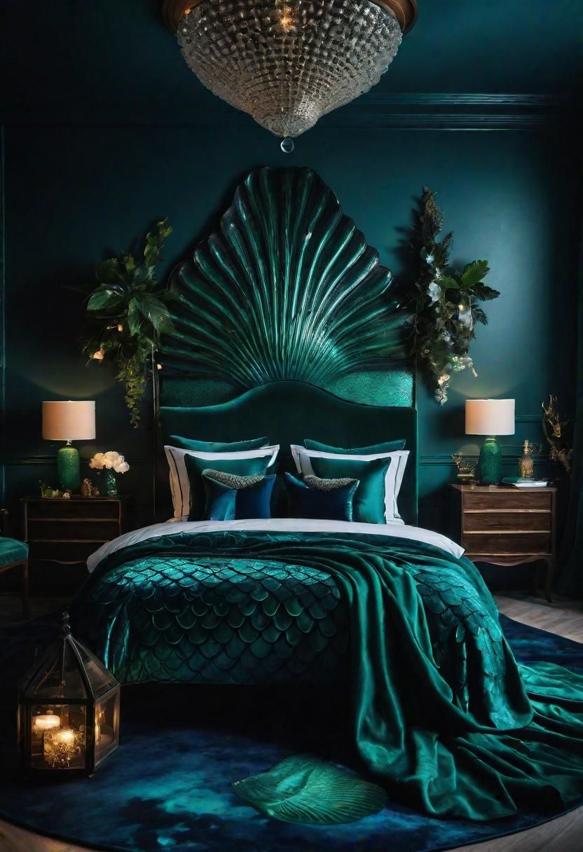 22 Enchanting Dark Feminine Bedroom Ideas to Inspire You 12 9. Mermaid Lagoon Bedroom Inspiration-0