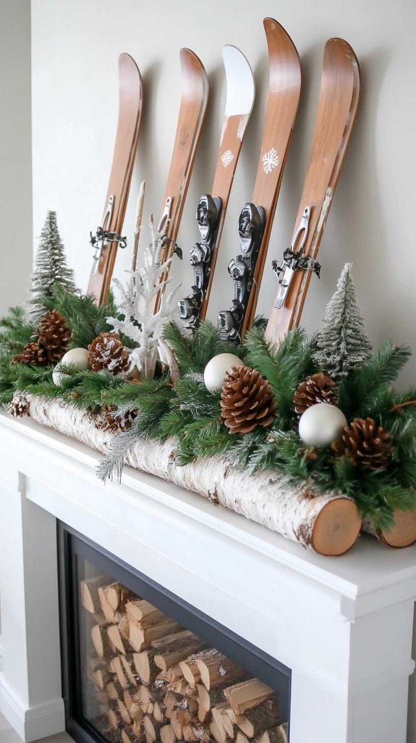 19 Best Winter Mantle Decor Ideas To Cozy Up Your Home In 2025 40 16. Rustic Winter Mantle Decor Ideas-0