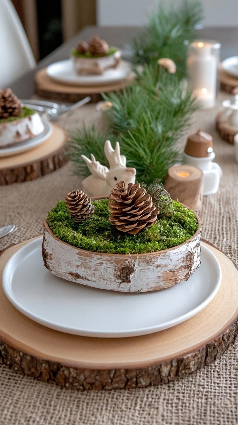 6. Woodland Wonderland Christmas Table with Birch Log Centerpiece-0