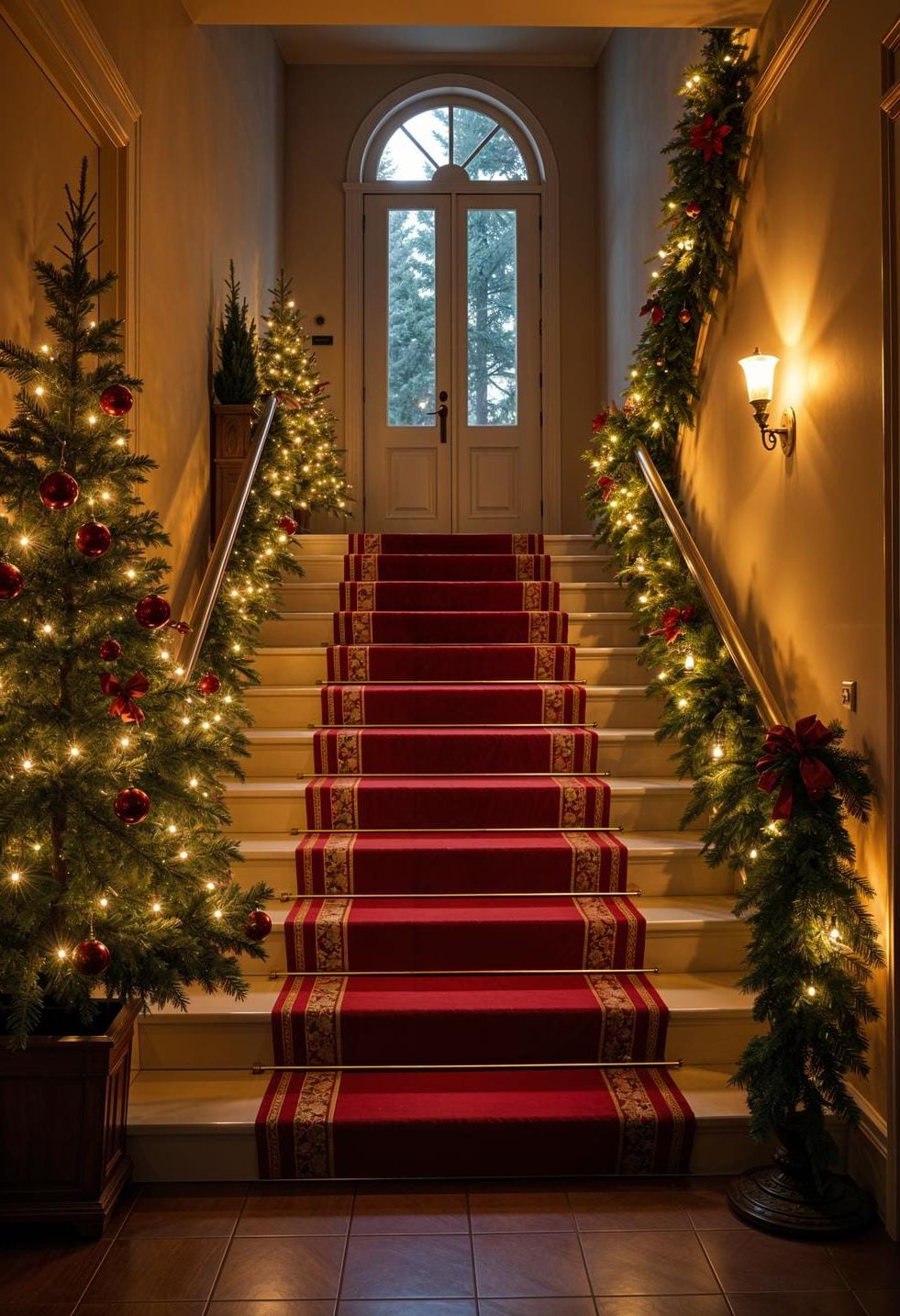 21 Magical Christmas Decor Inspiration for a Cozy Home 34 14. Holiday Staircase Glow-1