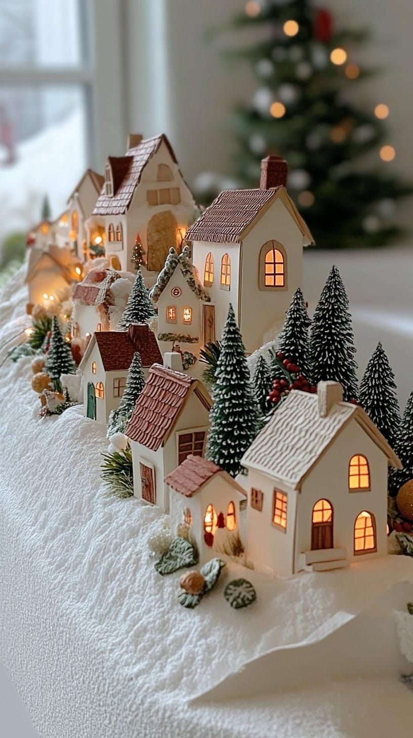 20 Cozy Winter Decor Ideas to Transform Your Home 35 13. Scandinavian-inspired paper houses creating illuminated village scenes-1