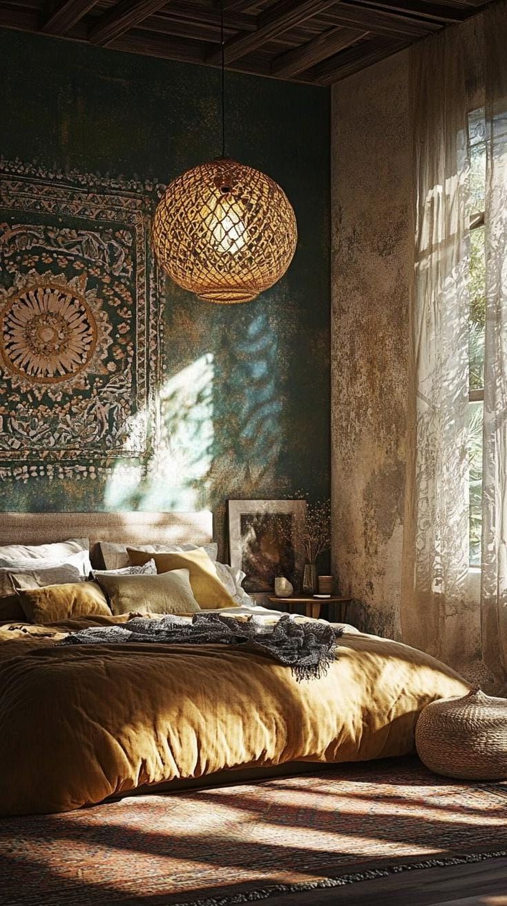 15 Unique Boho Bedroom Decor Ideas You Need To See 27 9. Boho Pendant Light Statement Ideas-2