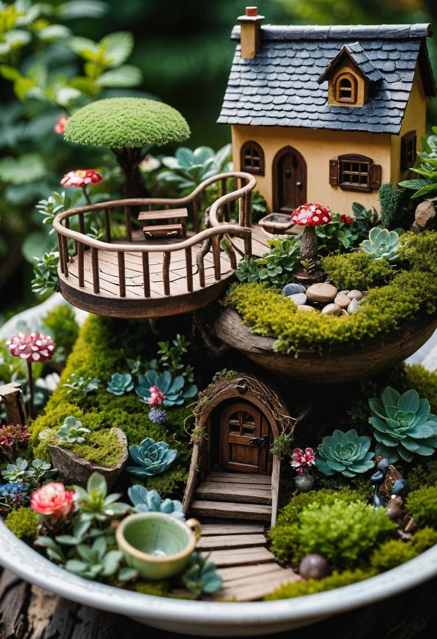 41 Stunning Garden Decor Ideas for an Aesthetic Backyard 3 1. Teacup Fairy Garden Inspiration-0