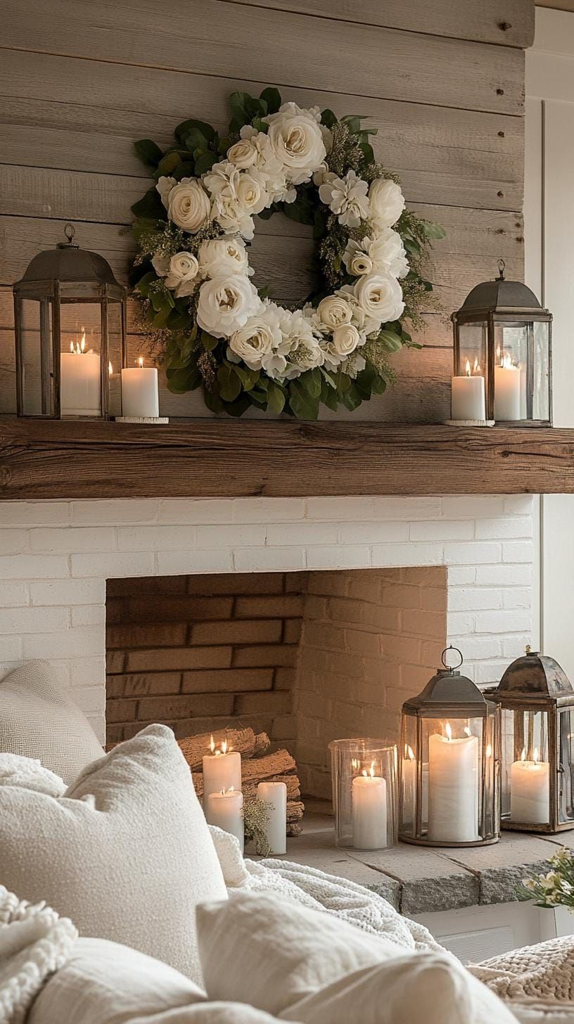 21 Magical Christmas Decor Inspiration for a Cozy Home 3 1. Farmhouse Christmas Mantel Decor Ideas-0