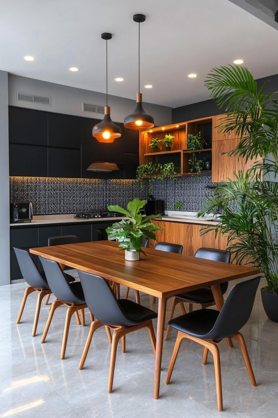 23 Stunning Mid-Century Modern Dining Tables You’ll Adore 28 11. Greenery in Modern Dining Spaces-0