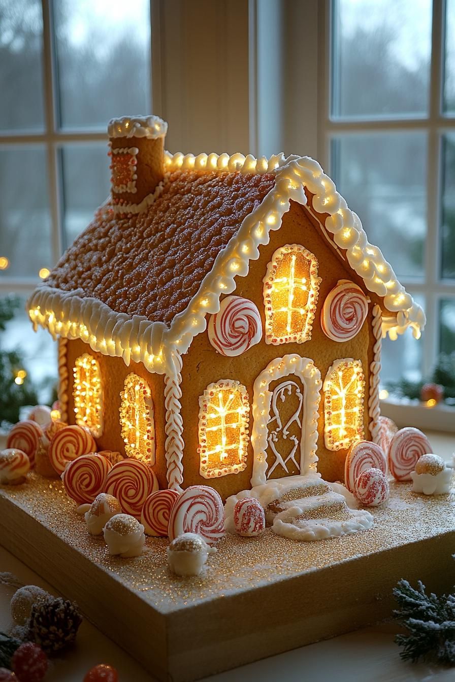 15 Stunning Christmas House Lights Ideas You’ll Love 24 9. Glowing Gingerbread House Lights-0