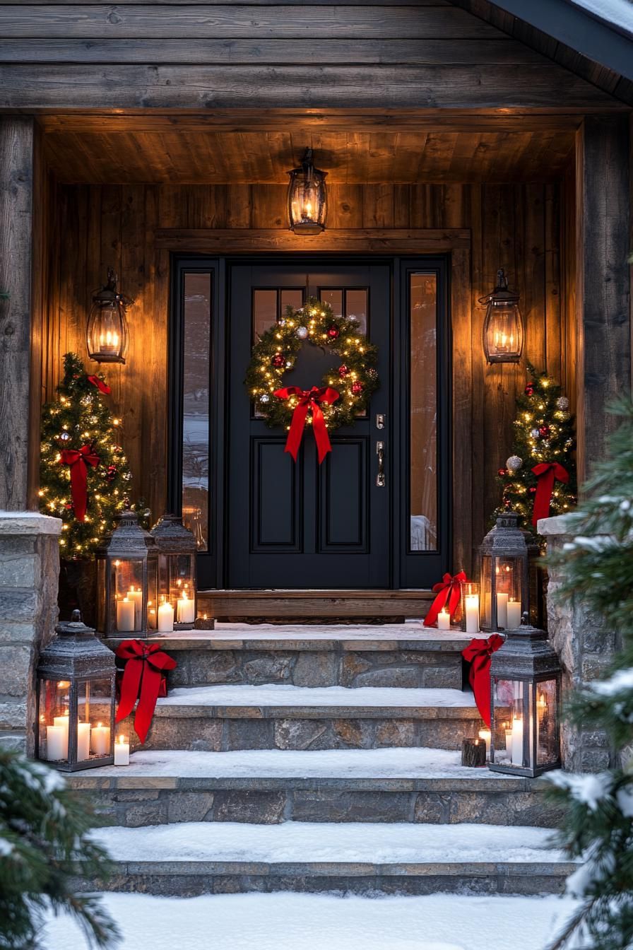 16 Unique Front Porch Christmas Decor Ideas for Holiday Season 14 5. Rustic Porch Lanterns for Christmas-0