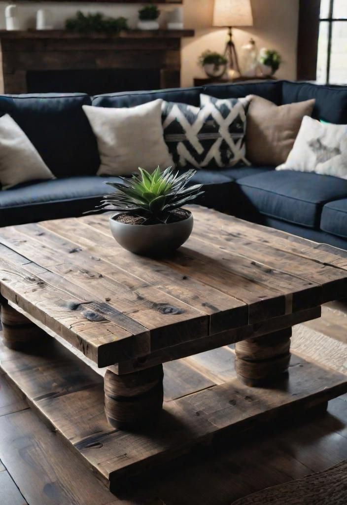 25 Charming Farmhouse Living Room Ideas For 2025 7 5. Farmhouse Coffee Table Refined-0