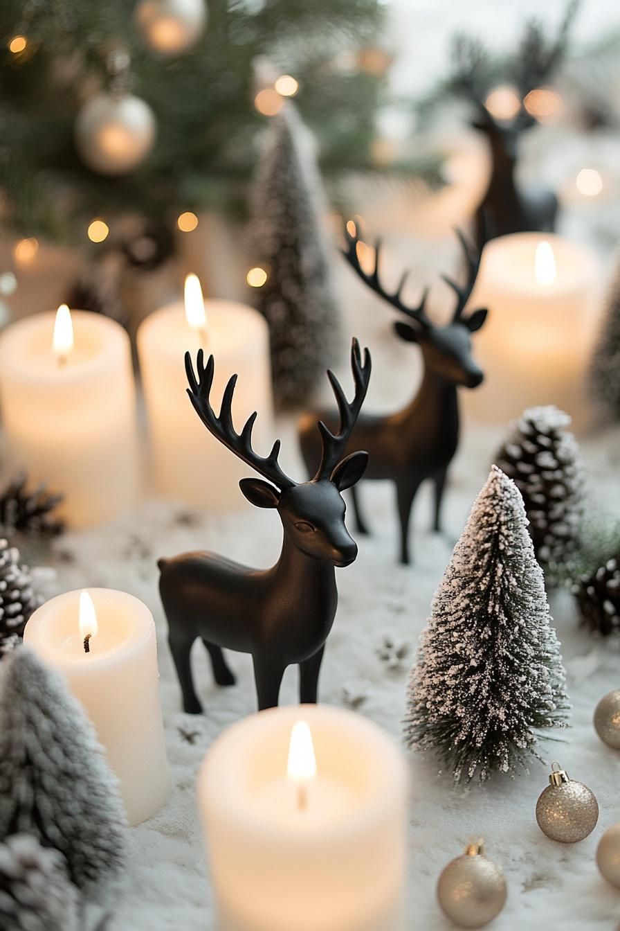 19 Elegant Black and White Christmas Decor Ideas 29 11. Monochrome Reindeer in Snowy Scenes-1
