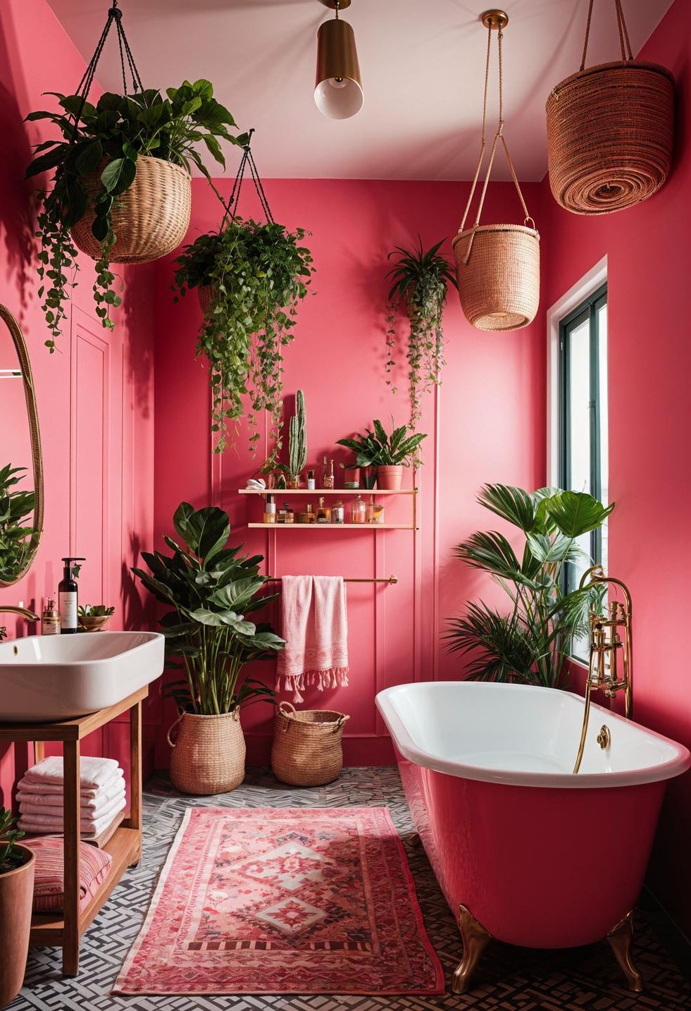 22 Trendy Pink Bathroom Designs To Copy 22 14. Boho Pink Bathroom Escapade-0