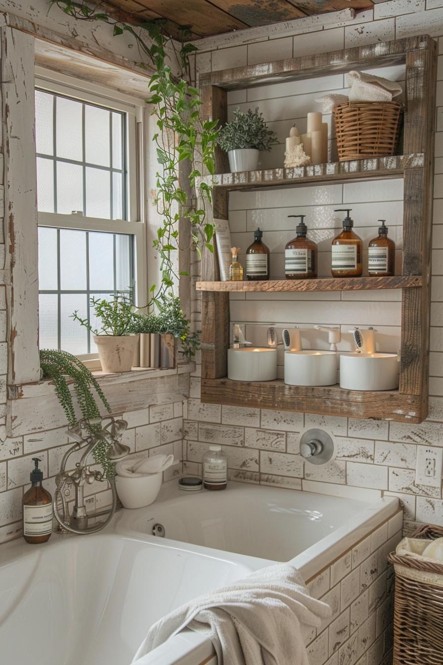 6. Vintage Window Frame Bathroom Shelf-1