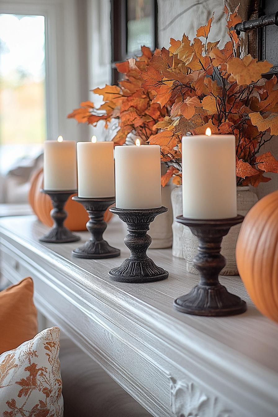 15 Cozy Fall Decor Ideas for Your Home 25 9. Elegant Fall Candle Holder Decor-0