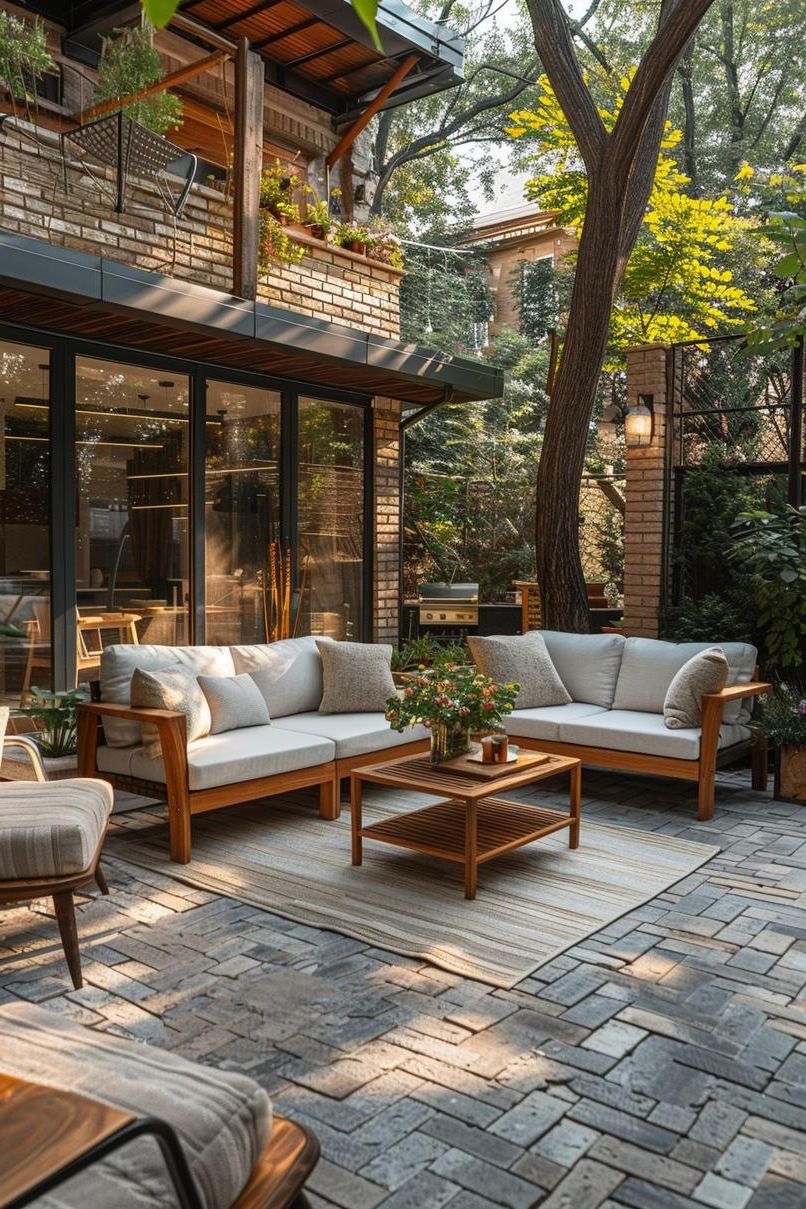 19 Unique Concrete Patio Ideas You Must See (New) 6 3. Chic Herringbone Concrete Patio Design-0
