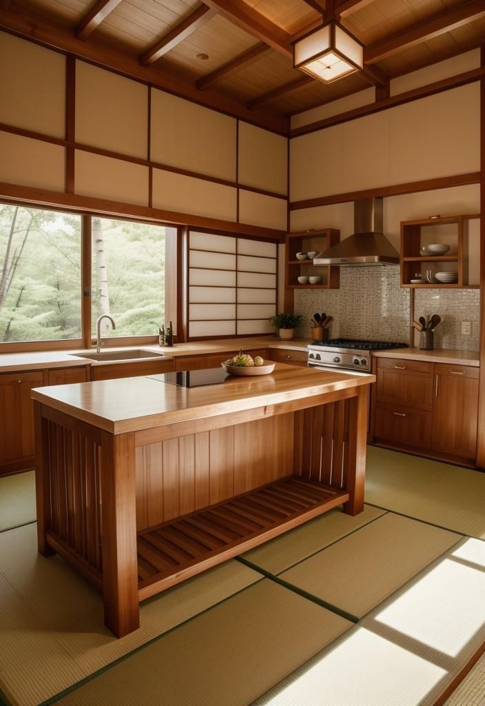 19. Zen Bamboo Teppanyaki Kitchen Island-0