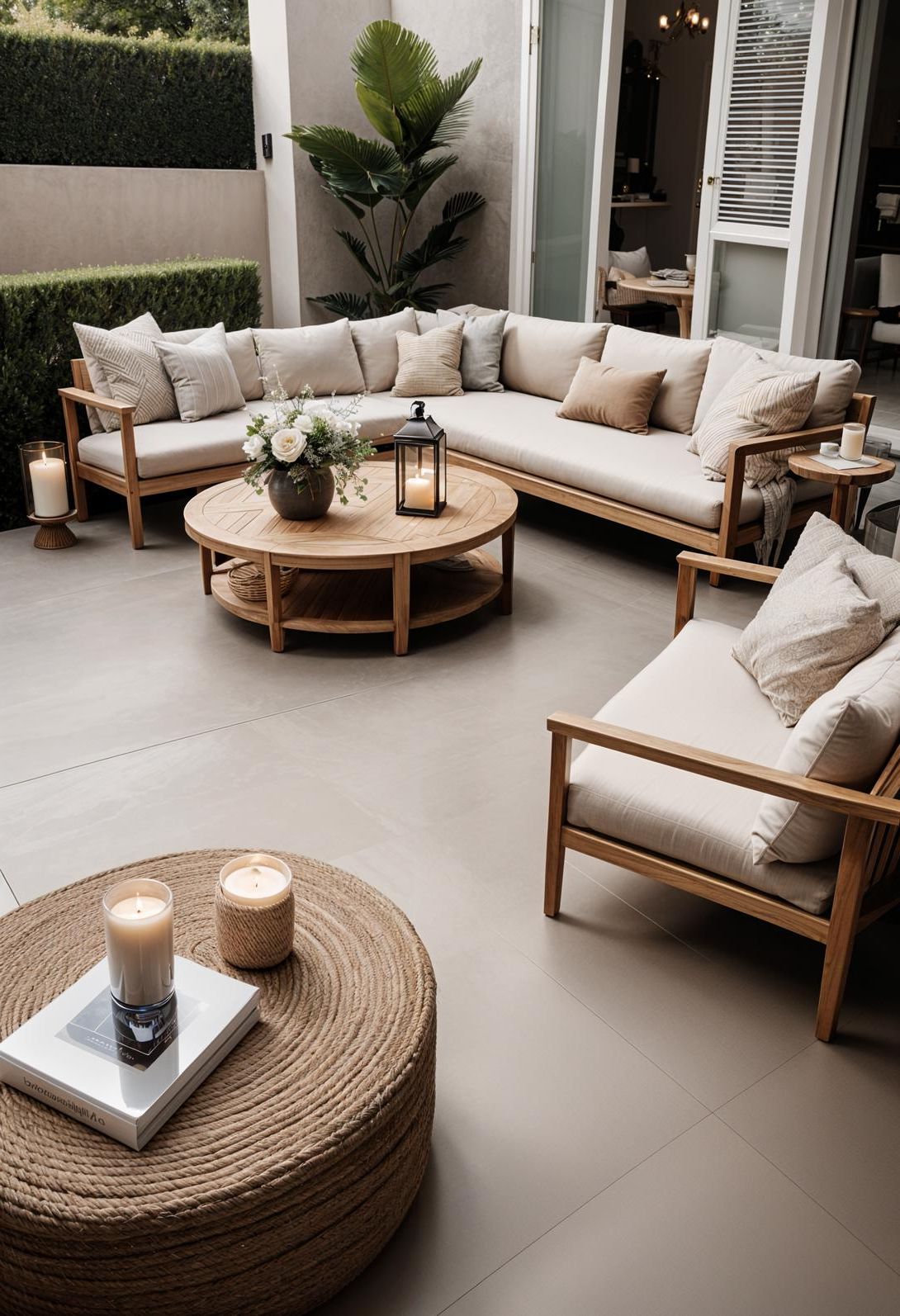 19 Unique Concrete Patio Ideas You Must See (New) 34 15. Sophisticated Neutral Concrete Patio Styling-2