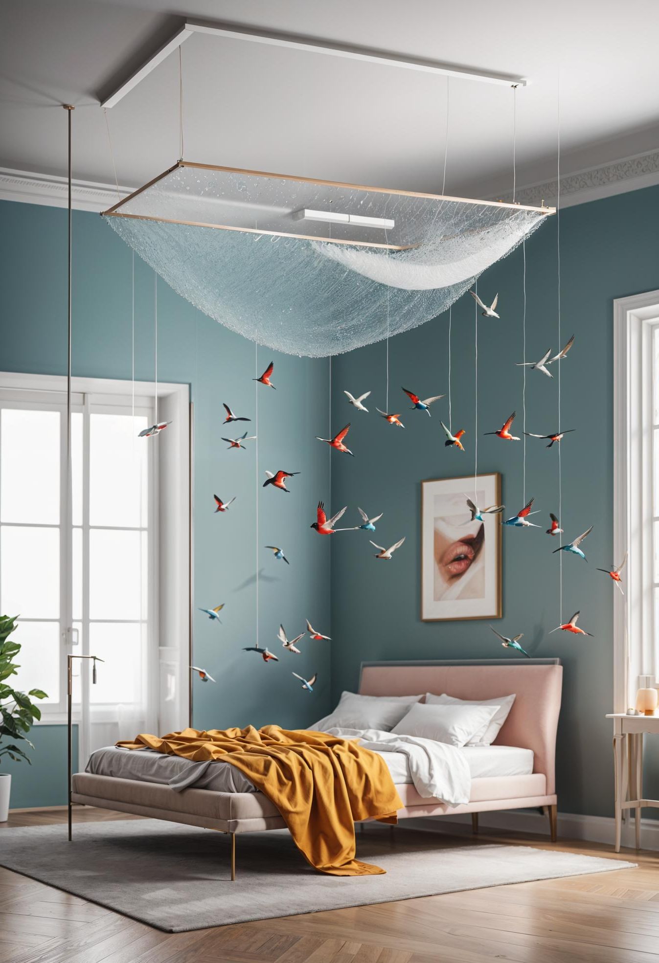 35 Super Cute Bedroom Decor Ideas to Spark Creativity 28 20. Whimsical Hummingbird Mobile Decor-0
