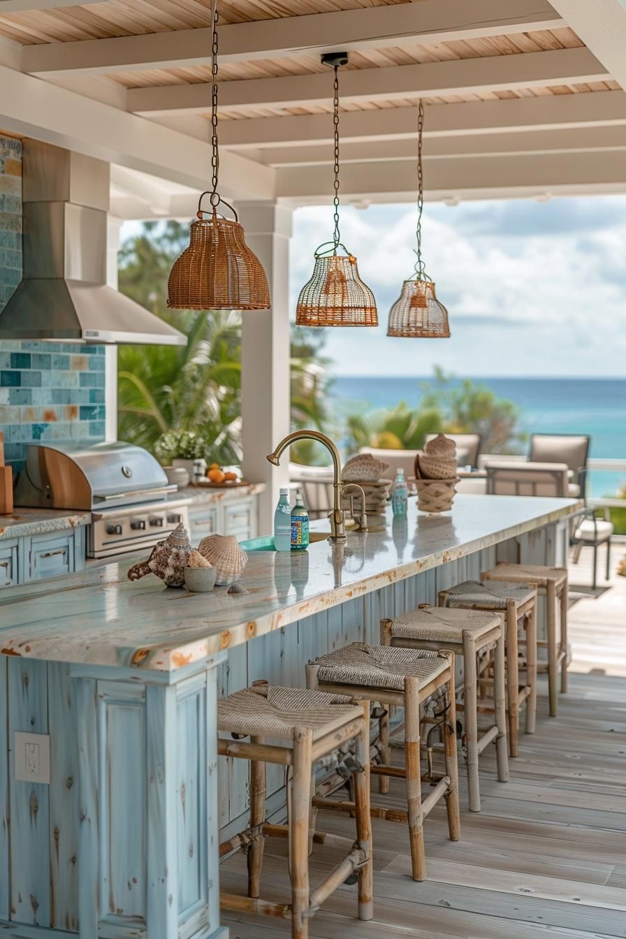 21 Stunning Outdoor Kitchen Patio Ideas (NEW) 15 6. Seaside-Inspired Outdoor Kitchen Oasis-0