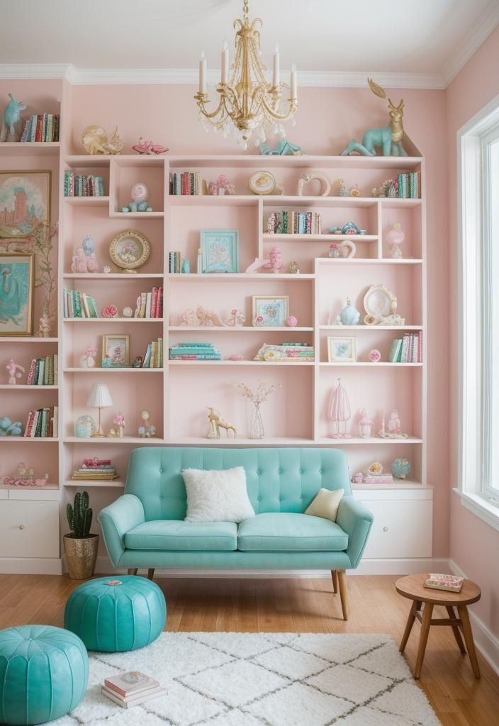 21 Elegant Built-In Shelves Ideas for the Living Room 30 20. Whimsical Wonderland Living Room Shelves-1