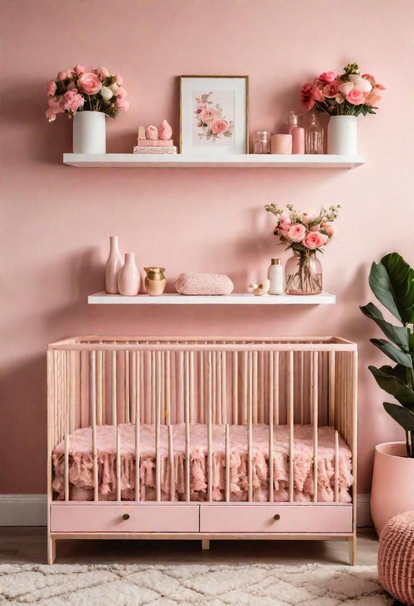 19 Dreamy Pink Boho Nursery Ideas: A Blend of Warmth, Whimsy, and Chic Bohemian Style 27 17. Boho Vase Floating Shelves-2