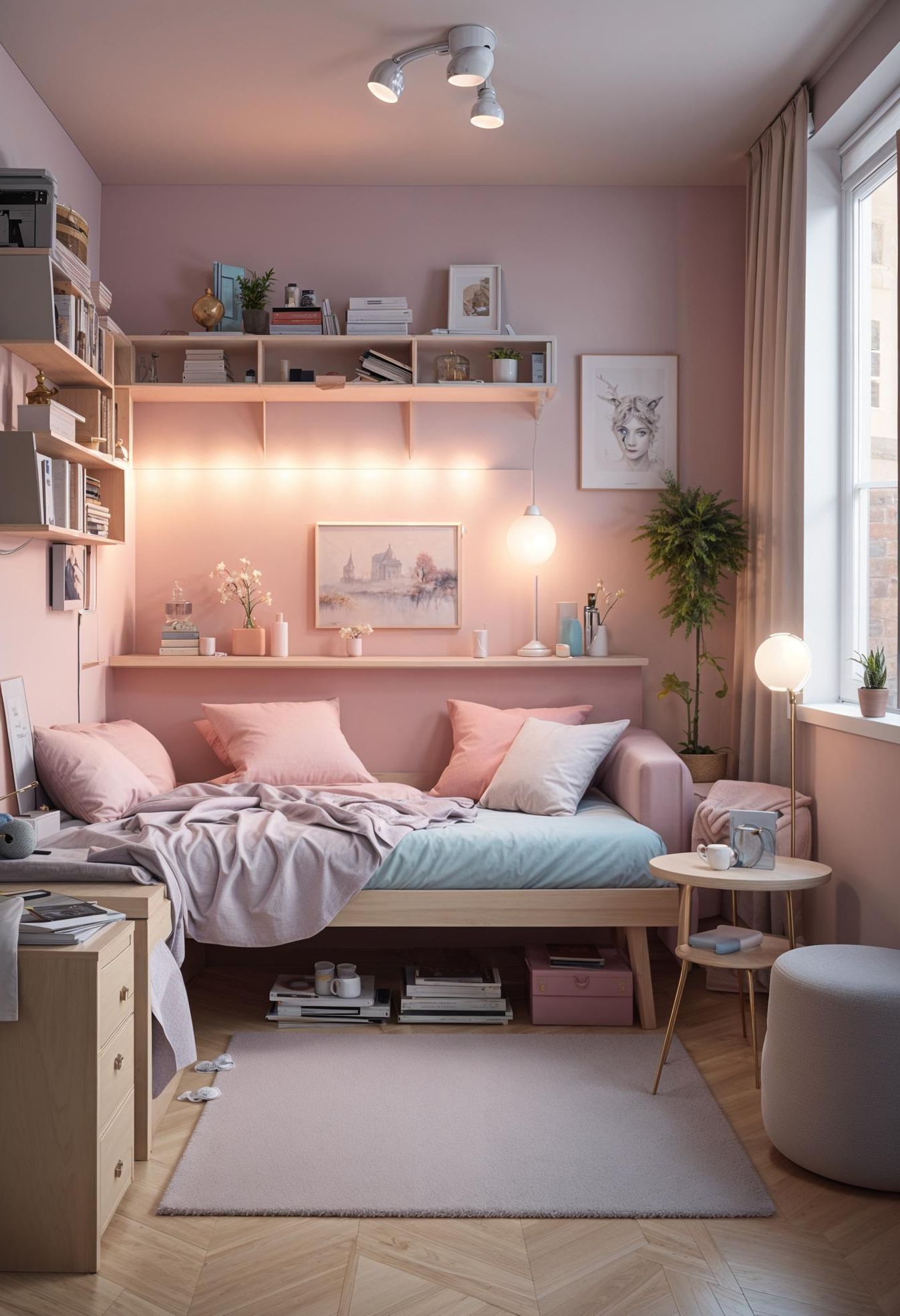 19. Soft Pastel Dorm Decor Ideas-2