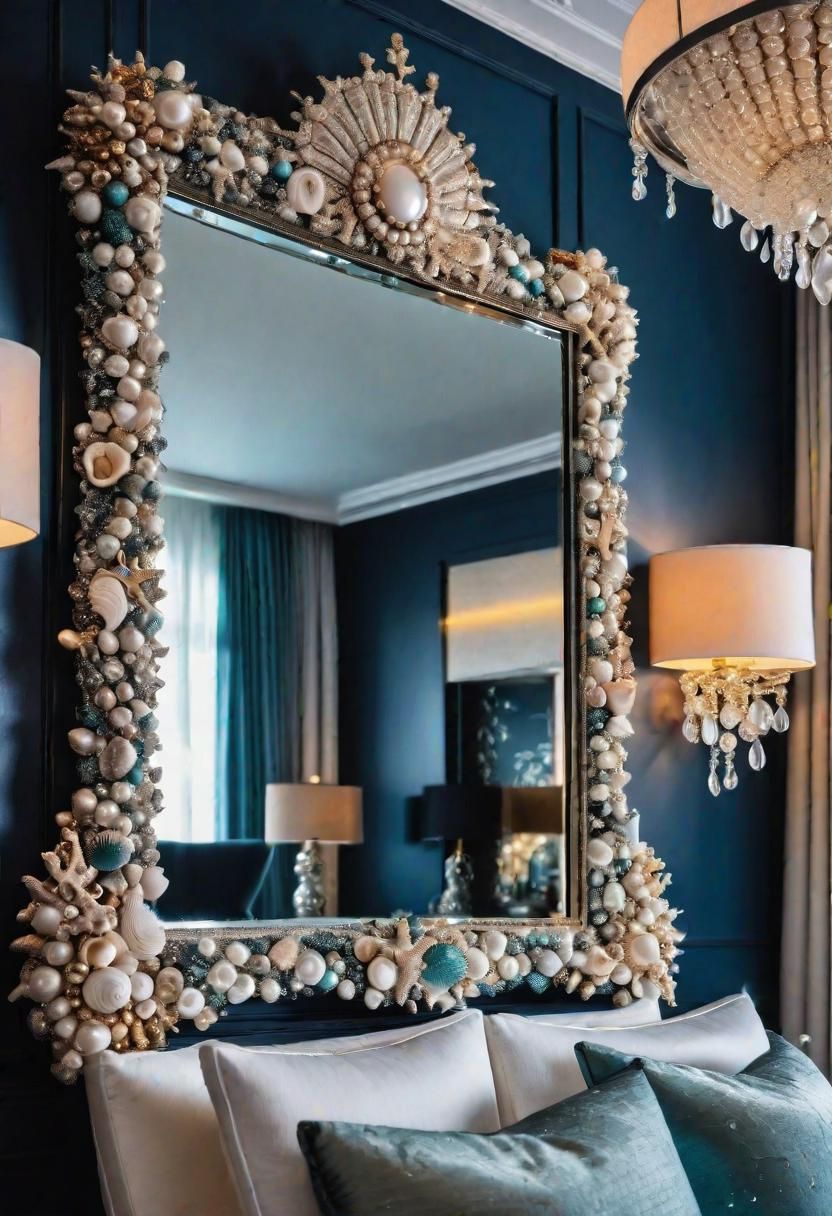 43 Relaxing Coastal Bedrooms for Breezy Retreats 44 42. Pearl Seashell Mirror Frame-0
