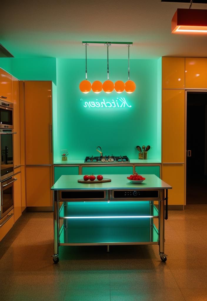 7. Retro Neon Kitchen Island Design-0
