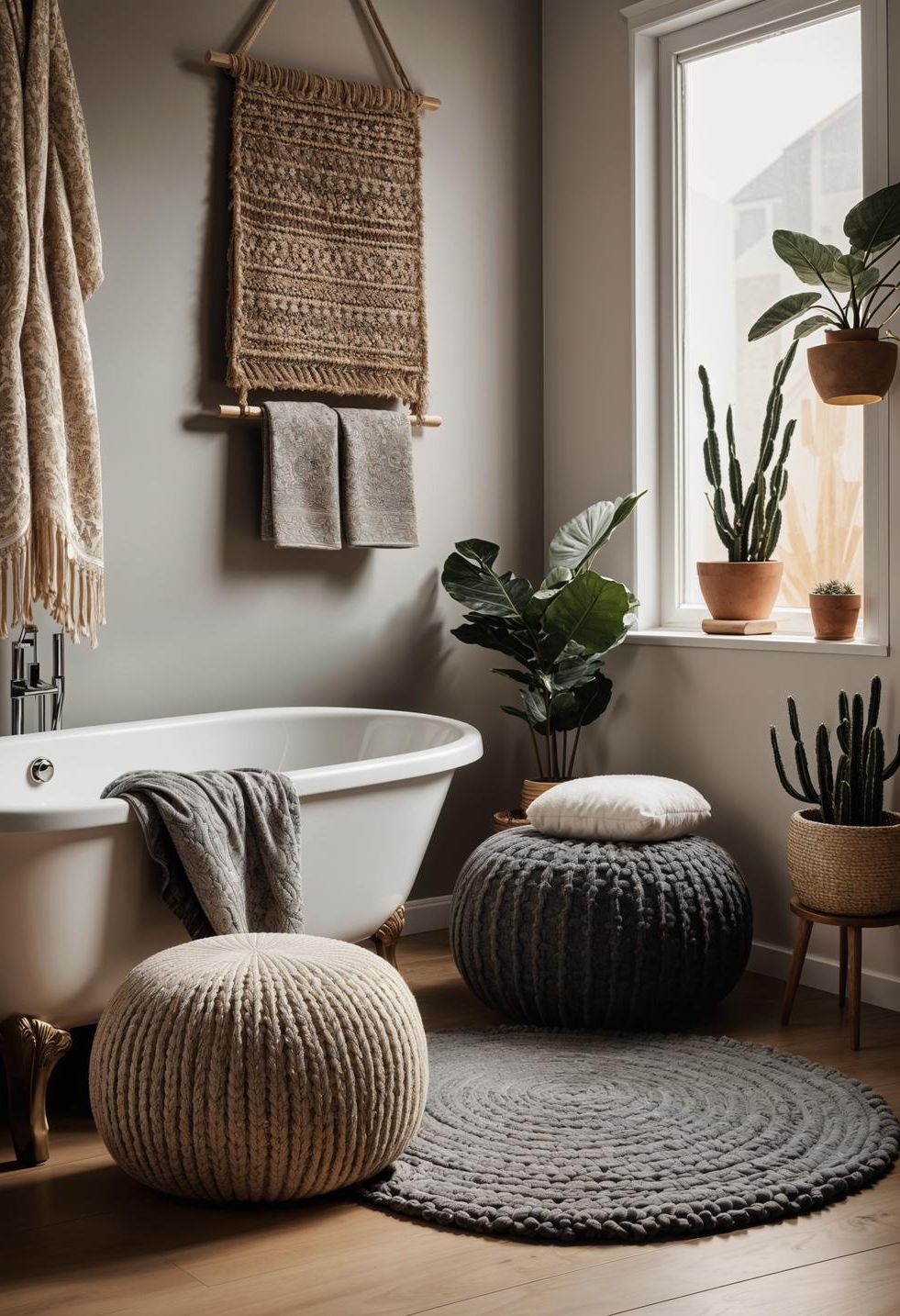 27. Cozy Boho Bathroom Seating-1