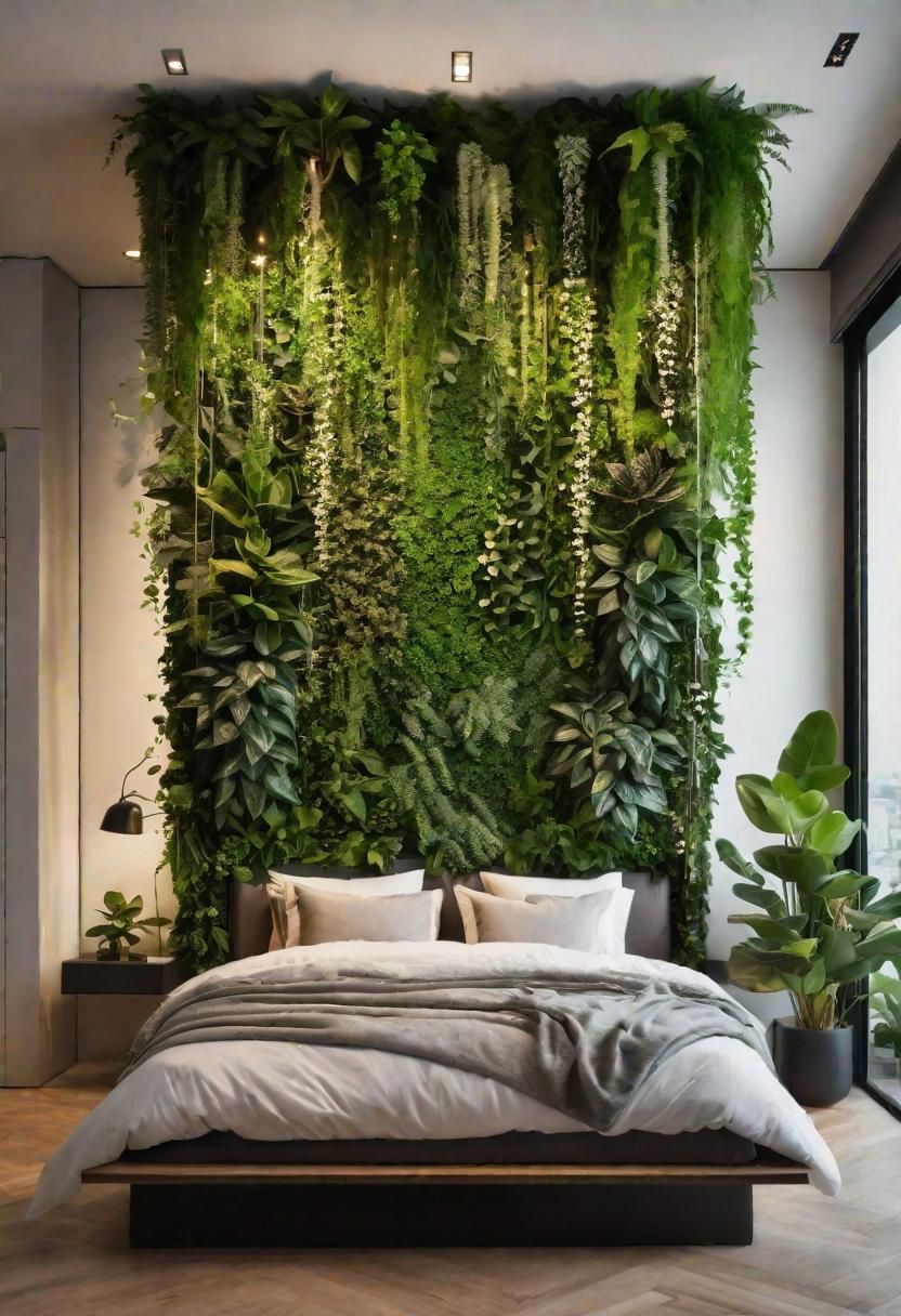 35 Stunning Bedroom Accent Walls For A Cozy Makeover 58 29. Vertical Plant Wall Bedroom Decor-1