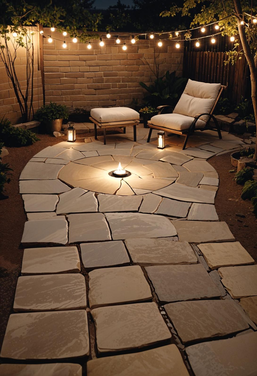 21 Small Flagstone Patio Ideas You’ll Love 42 15. Serene Evening Retreat Design-1