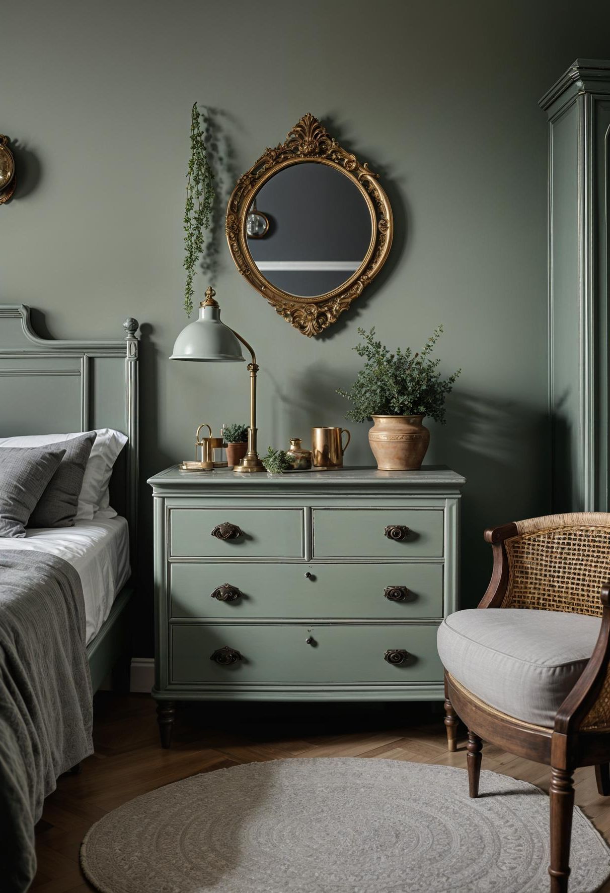12. Retro Elegance: Sage Green Dresser-1