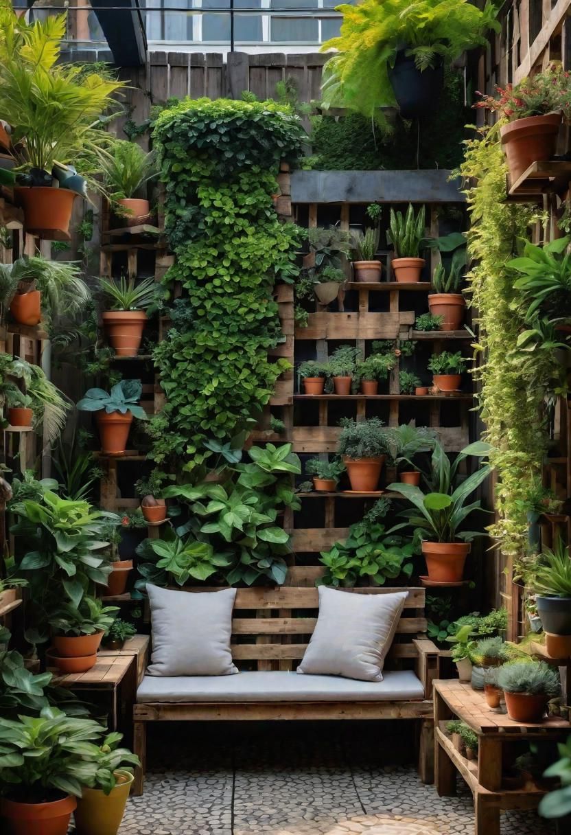 25 Stunning Small Garden Layout Ideas 14 6. Pallet Benches in Urban Gardens-1