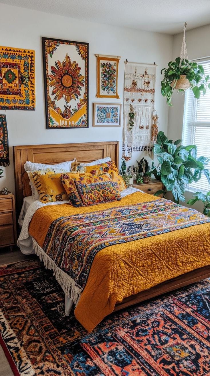 15 Unique Boho Bedroom Decor Ideas You Need To See 21 7. Eclectic Boho Gallery Wall Inspiration-2