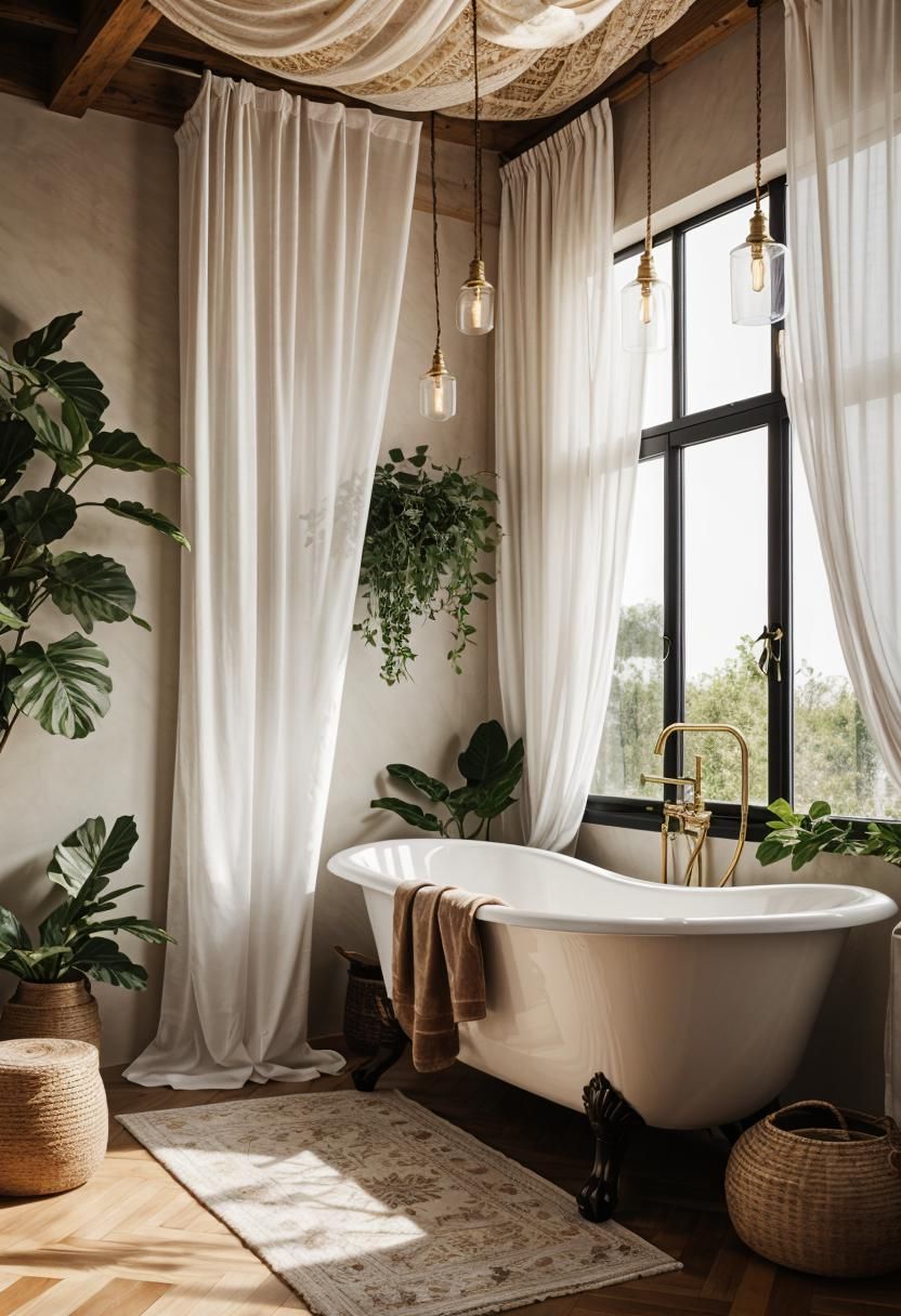 19. Boho Bathtub Canopy Decor-1