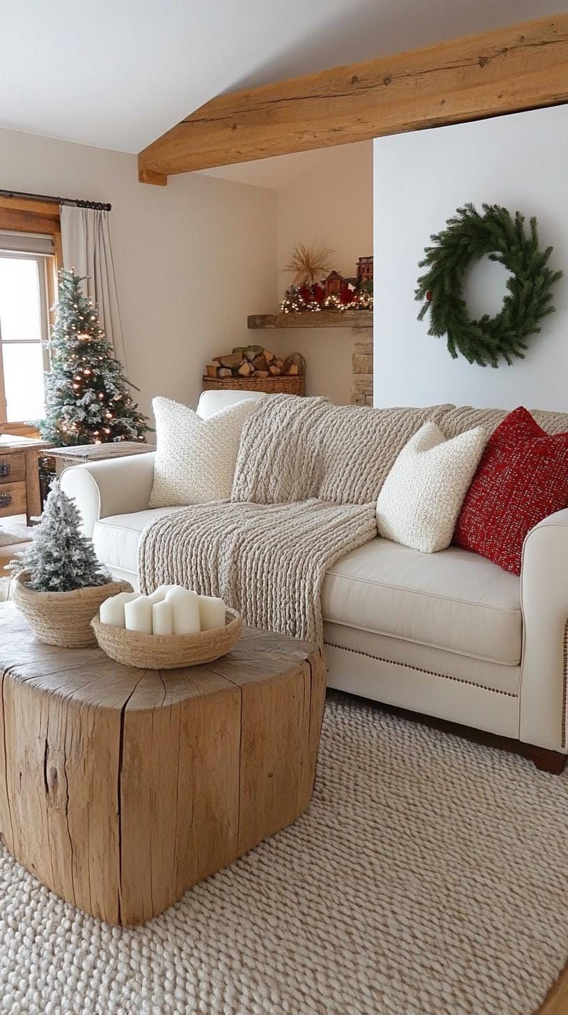 20 Cozy Winter Decor Ideas to Transform Your Home 20 8. Cozy woven throws draped over reclaimed wood furniture-1