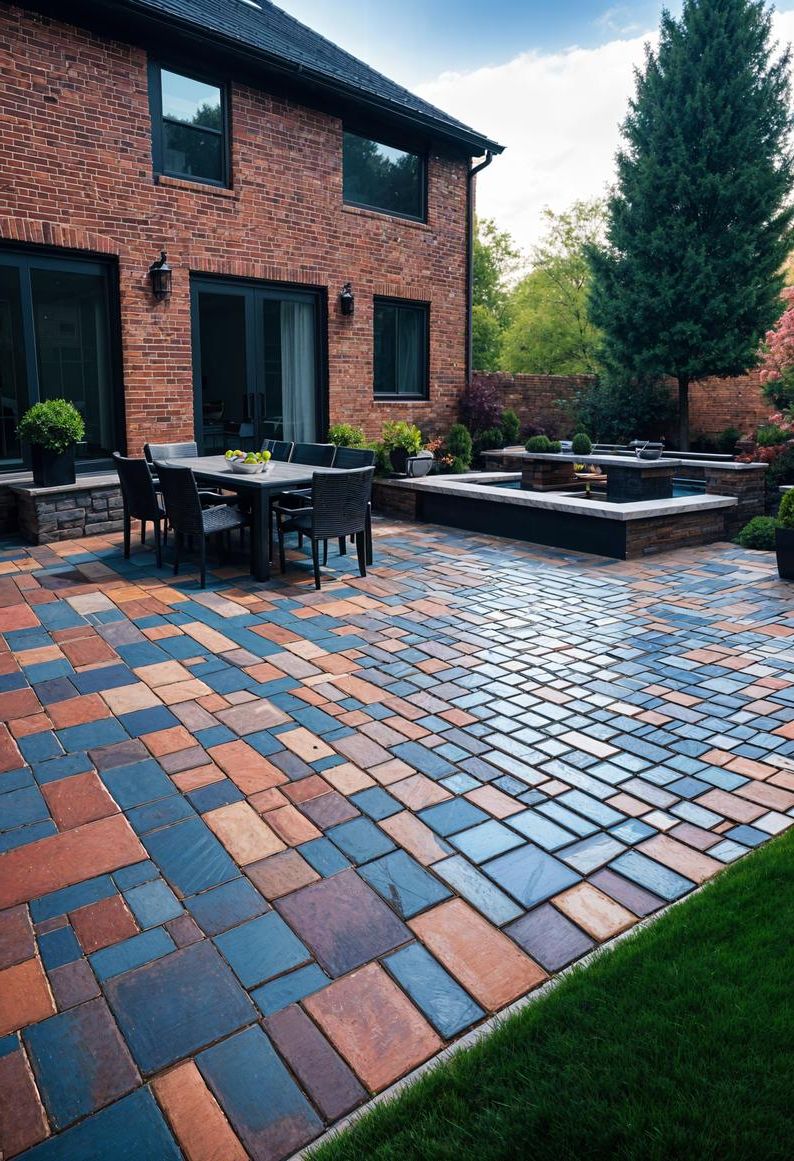 23 Gorgeous Paver Patio Ideas You Must See 54 20. Modern Color Twist on Traditional Pavers-0