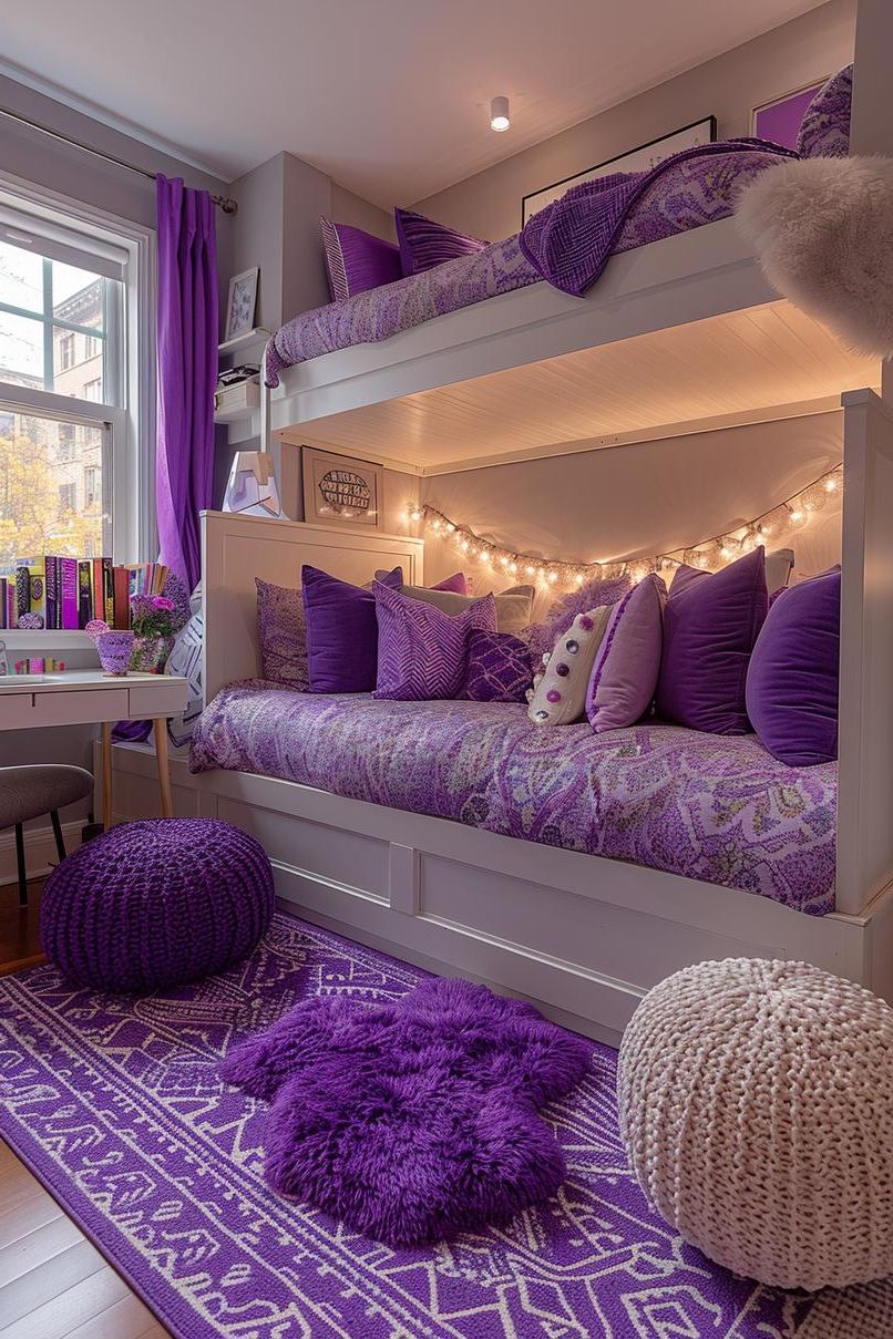 21. Purple & Silver Dorm Decor-1