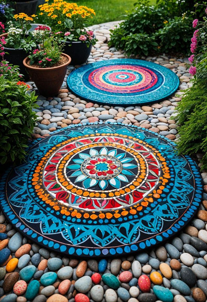 15 Chic Boho Patio Ideas You’ll Love 18 7. Mandala Stones for Boho Patio-2
