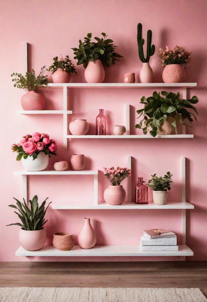19 Dreamy Pink Boho Nursery Ideas: A Blend of Warmth, Whimsy, and Chic Bohemian Style 25 17. Boho Vase Floating Shelves-0