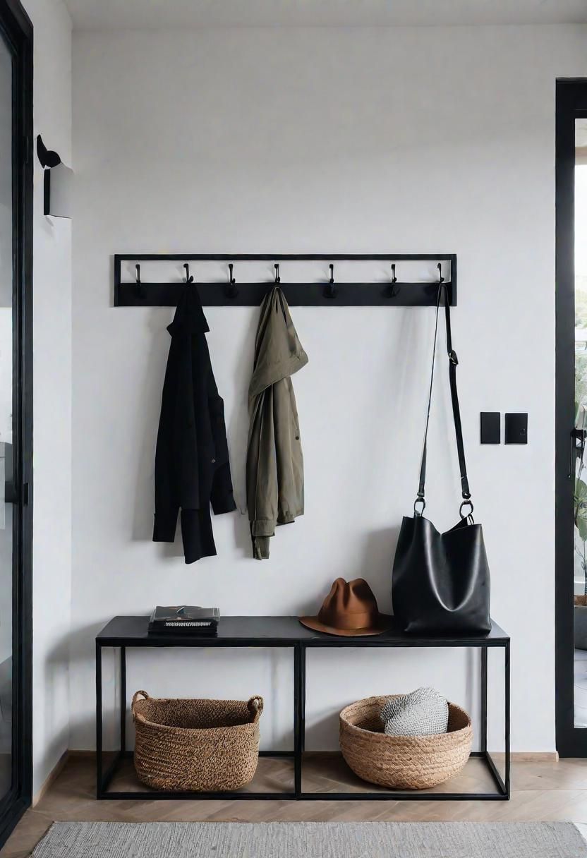 39 Chic Small Entrance Hall Ideas: Creative Solutions for Welcoming Spaces 24 21. Black Metal Wall Hooks-0