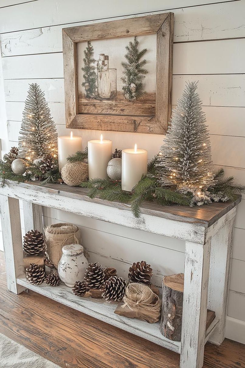 11. Rustic Holiday Console Table Ideas-0