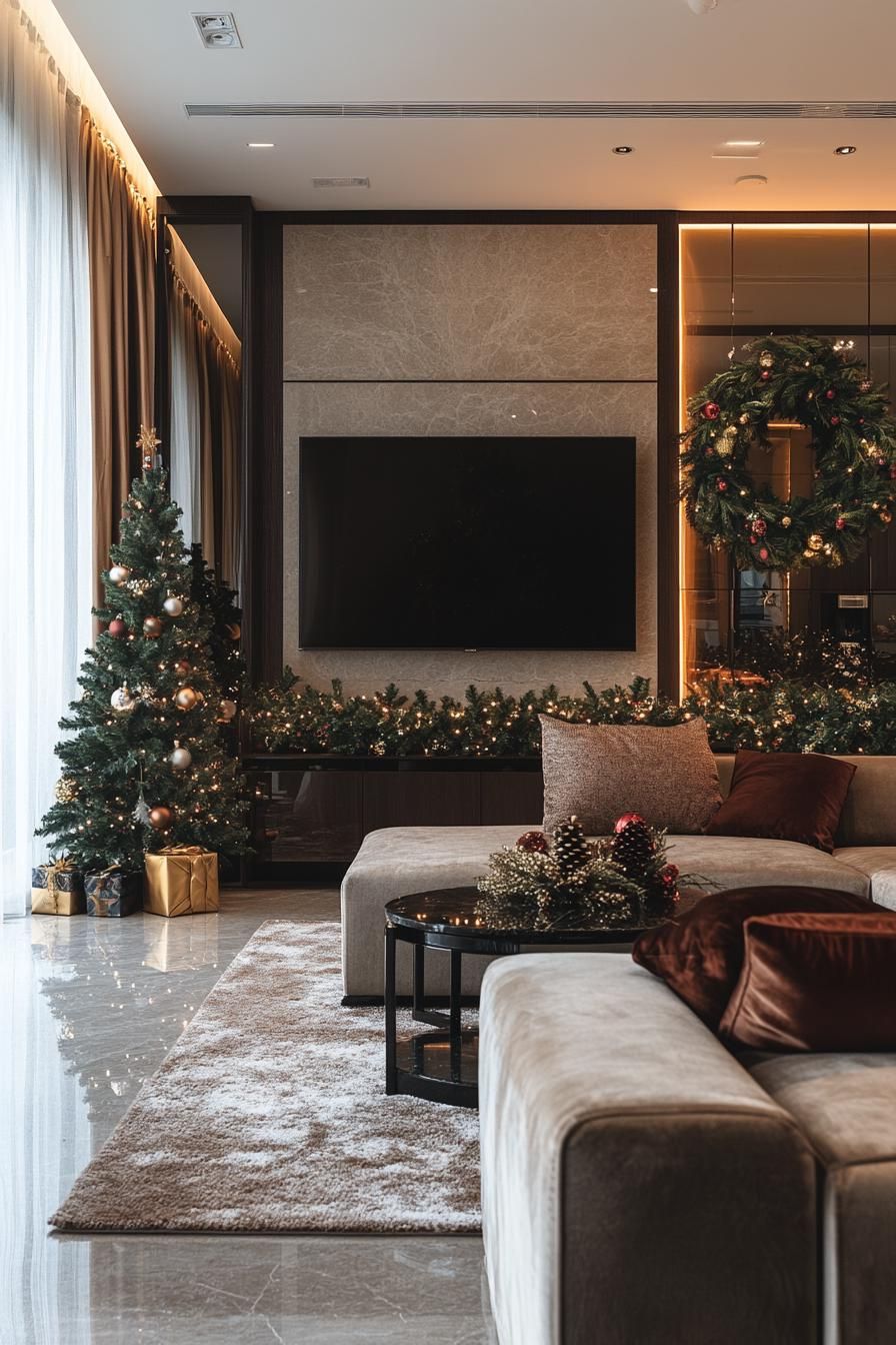 15. Mirrored Wreath Display in Apartments-1