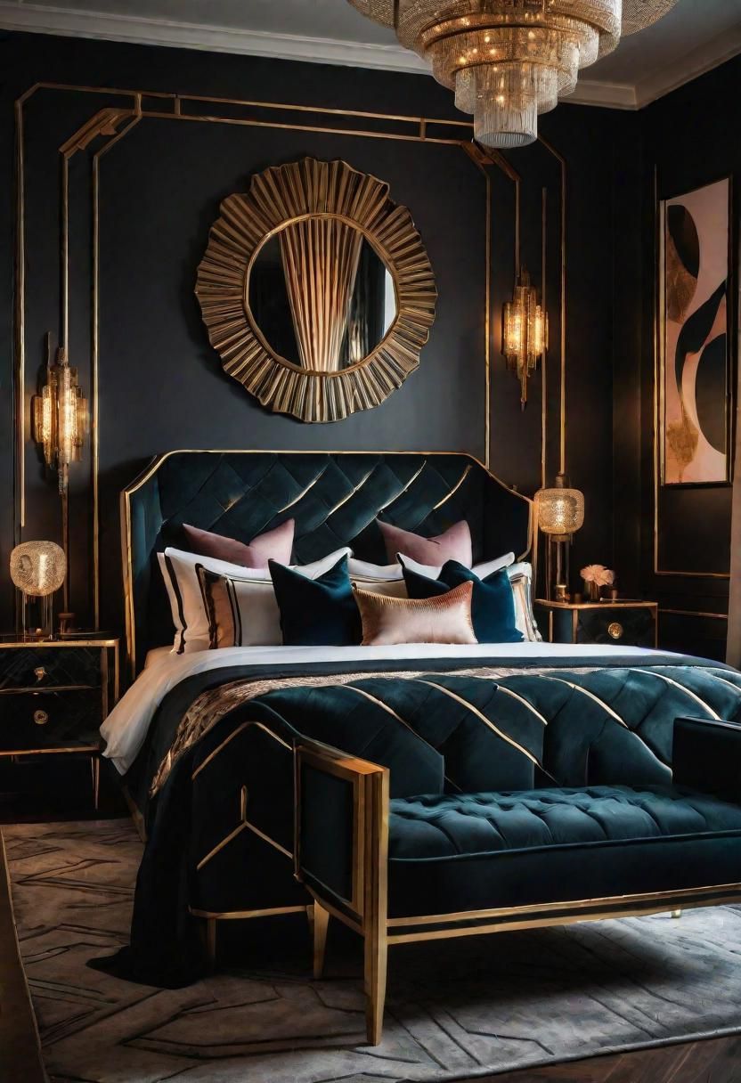 22 Enchanting Dark Feminine Bedroom Ideas to Inspire You 18 13. Roaring Twenties Bedroom Inspiration-0