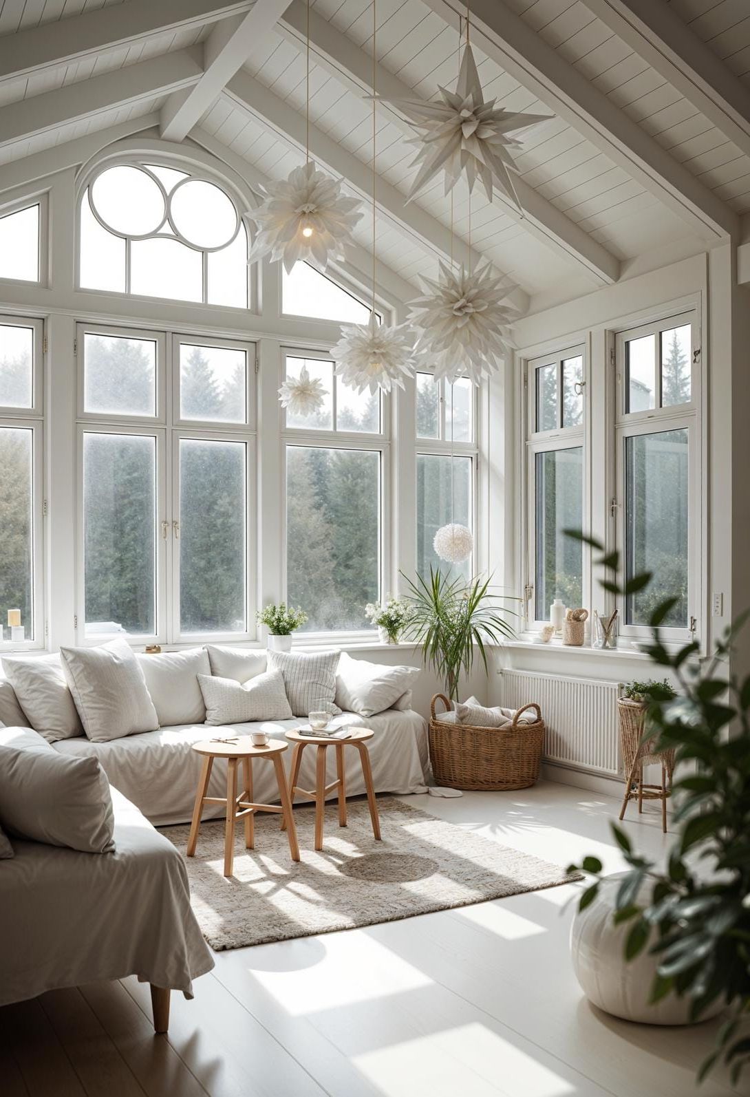 21 Magical Christmas Decor Inspiration for a Cozy Home 22 9. Scandinavian White Christmas Sunroom-1