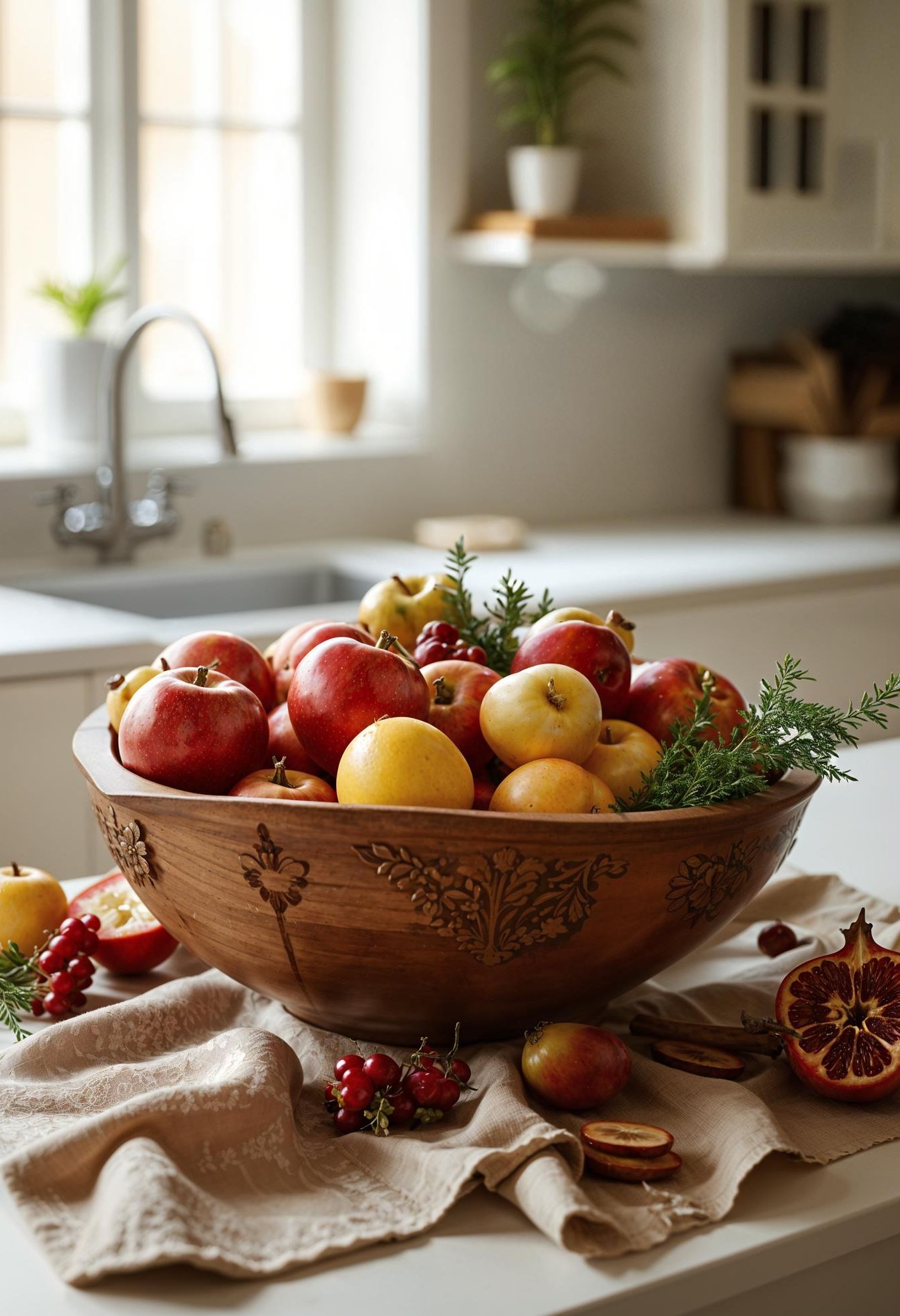 15 Cozy Fall Decor Ideas for Your Home 23 8. Seasonal Fruit in Wood Bowl-0