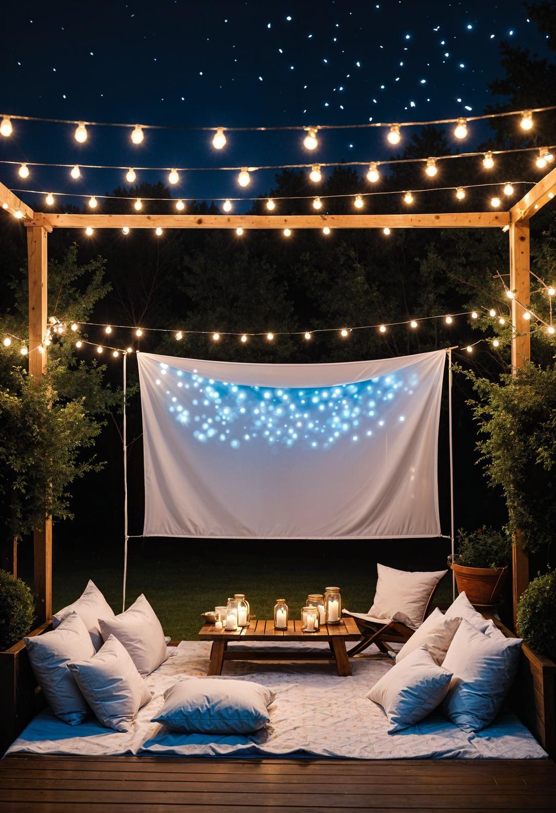 15 Gorgeous Budget-Friendly Back Patio Ideas 26 14. Outdoor Movie Screen Vibes-0