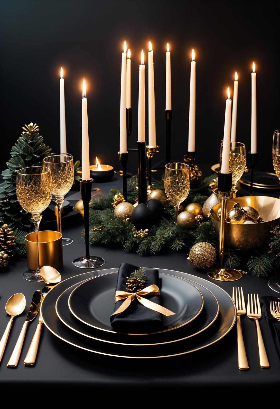 7. Black & Gold Christmas Tablescapes-0