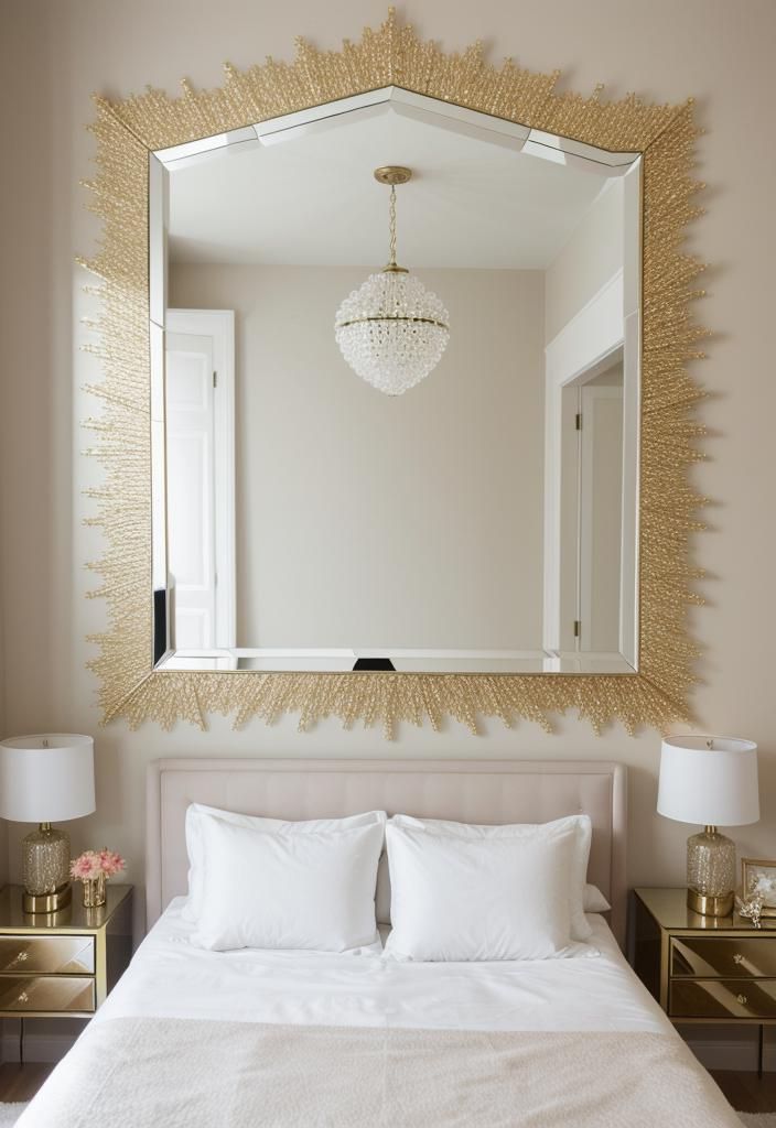 35 Stunning Bedroom Accent Walls For A Cozy Makeover 51 25. Dazzling Starburst Mirror Collage-1
